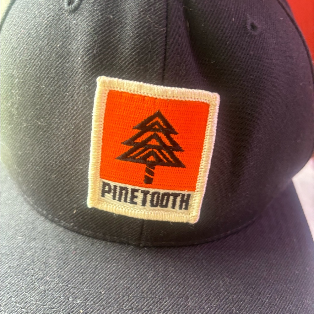 Pinetooth Black Snapback Hat Orange Pine Tree Log… - image 3